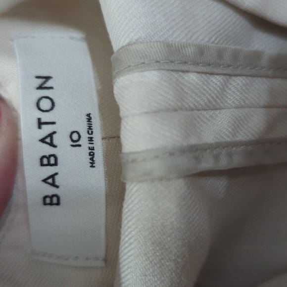 Babaton Linen Blend Cream Blazer Jacket Size 10 Minimalist Quiet Luxury - Picture 7 of 9